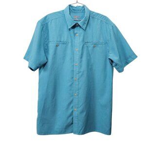 RailRider Men's Short Sleeve Wayfarer Button Up Teal Shirt
